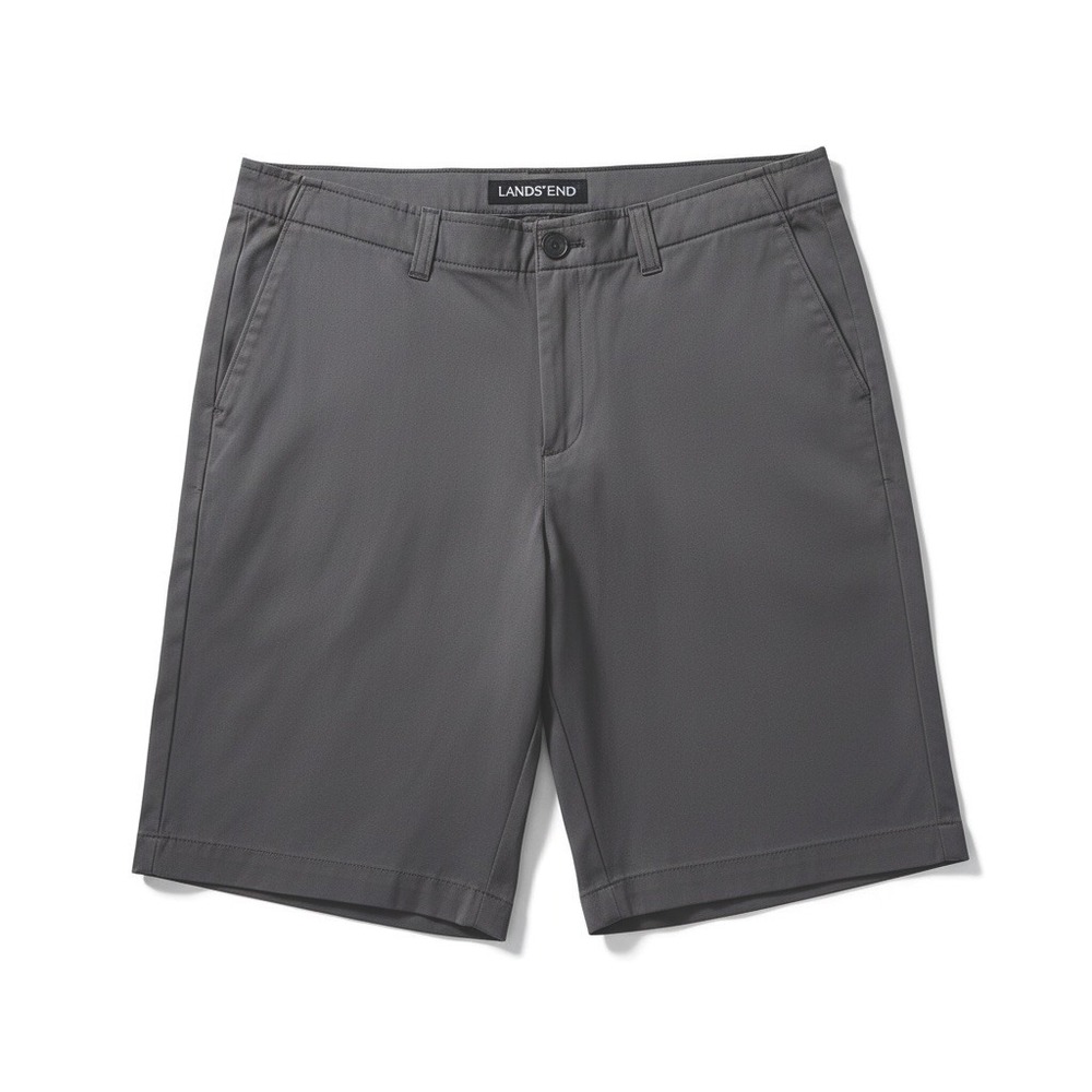NWT Lands' End Boy's School Uniform Chino Shorts Cadet Gray 20H Plain Front - Picture 1 of 6